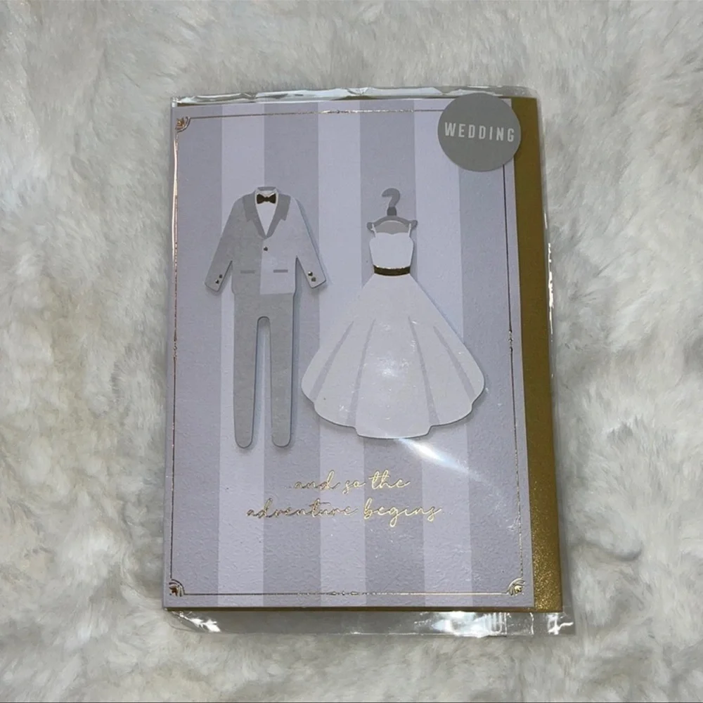 Wedding card brand new still in packet Sheffield office hood and white